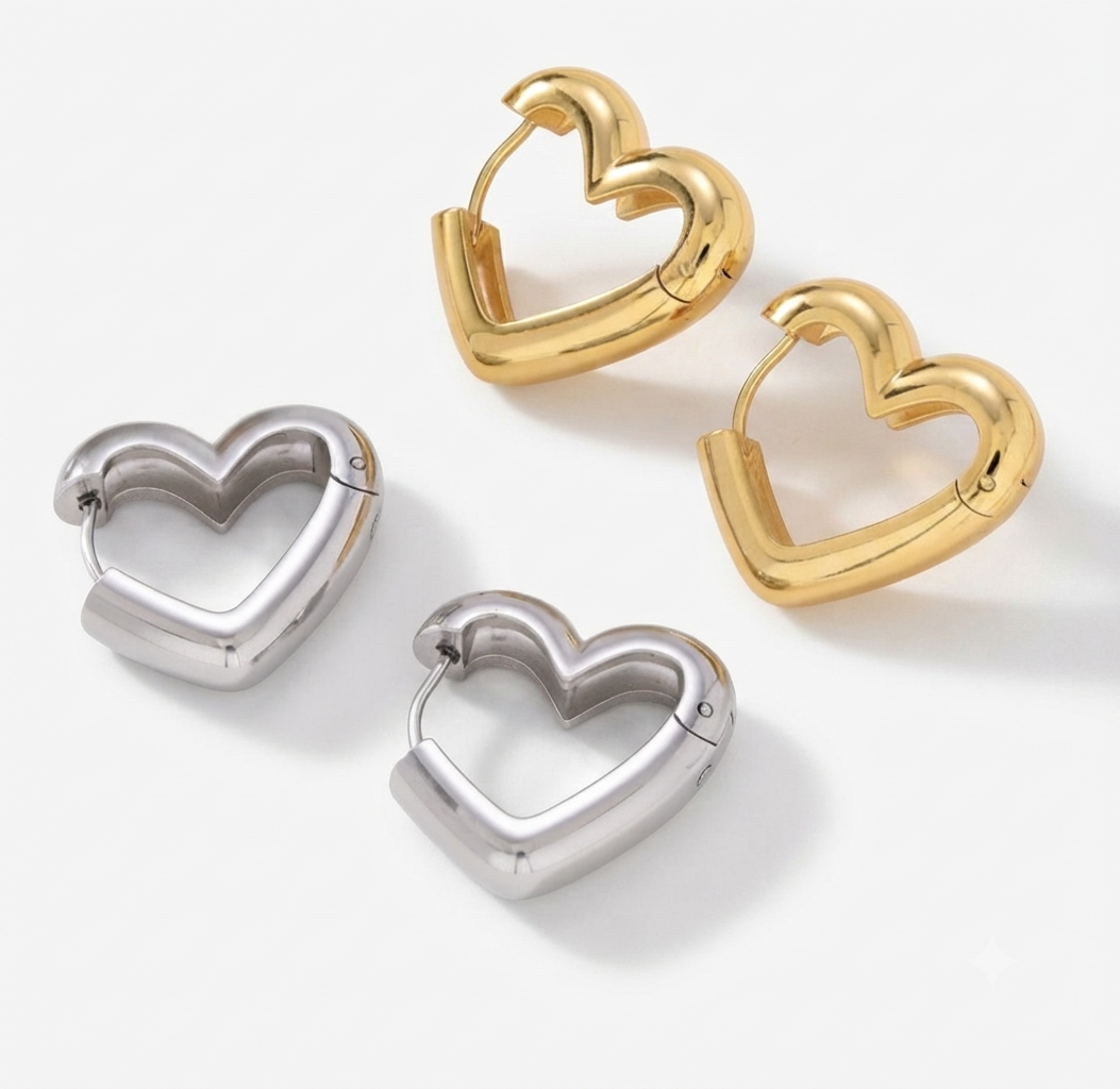 Heart huggie earrings
