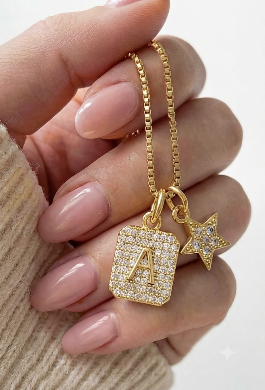 Star girl initial necklace