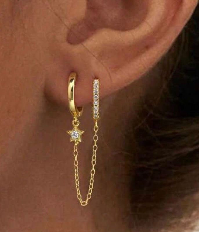 S925 stargirl double piercing earrings