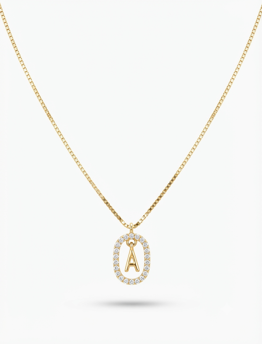 Oval initial necklace