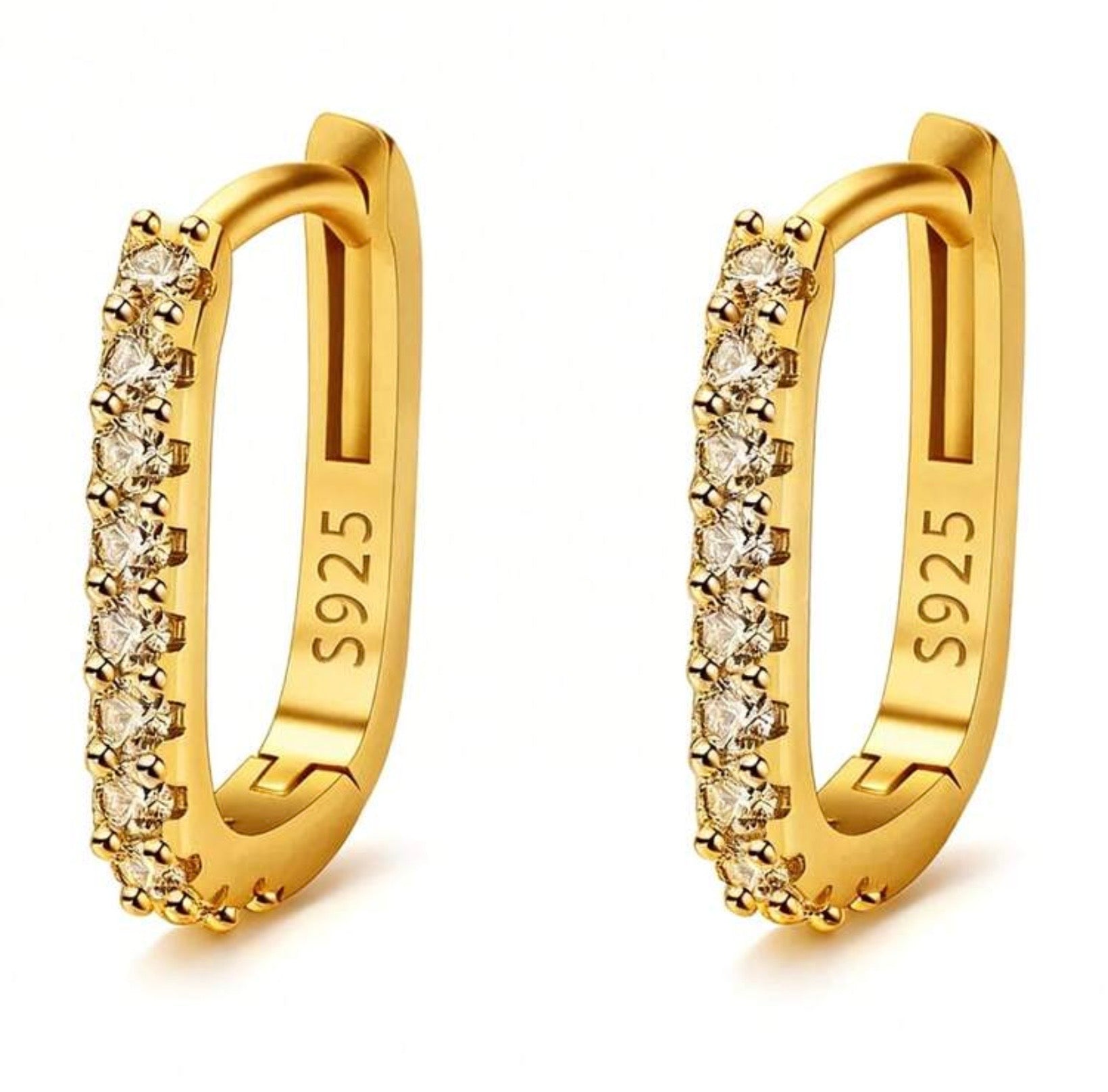Oval silver earring
