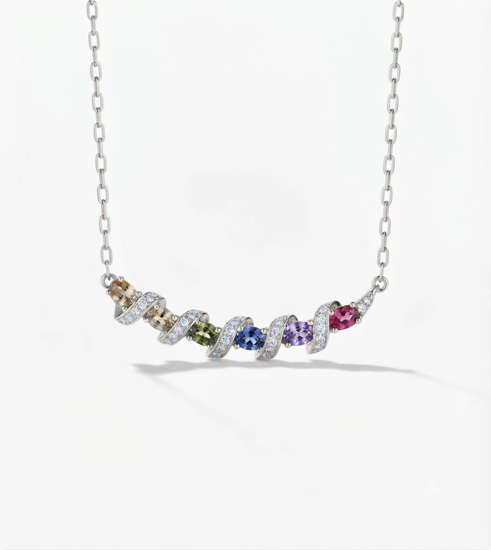 S925 rainbow twist necklace