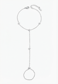 Silver stone hand chain