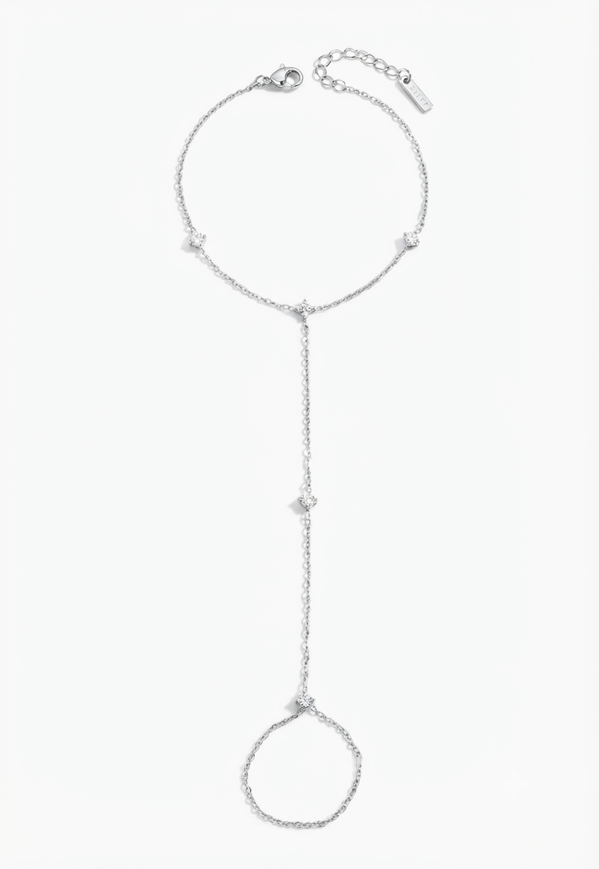Silver stone hand chain