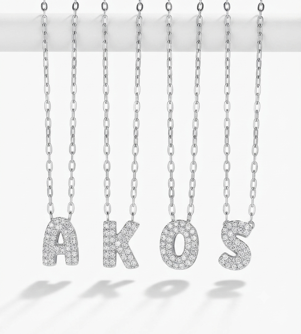 Bubble initial necklace