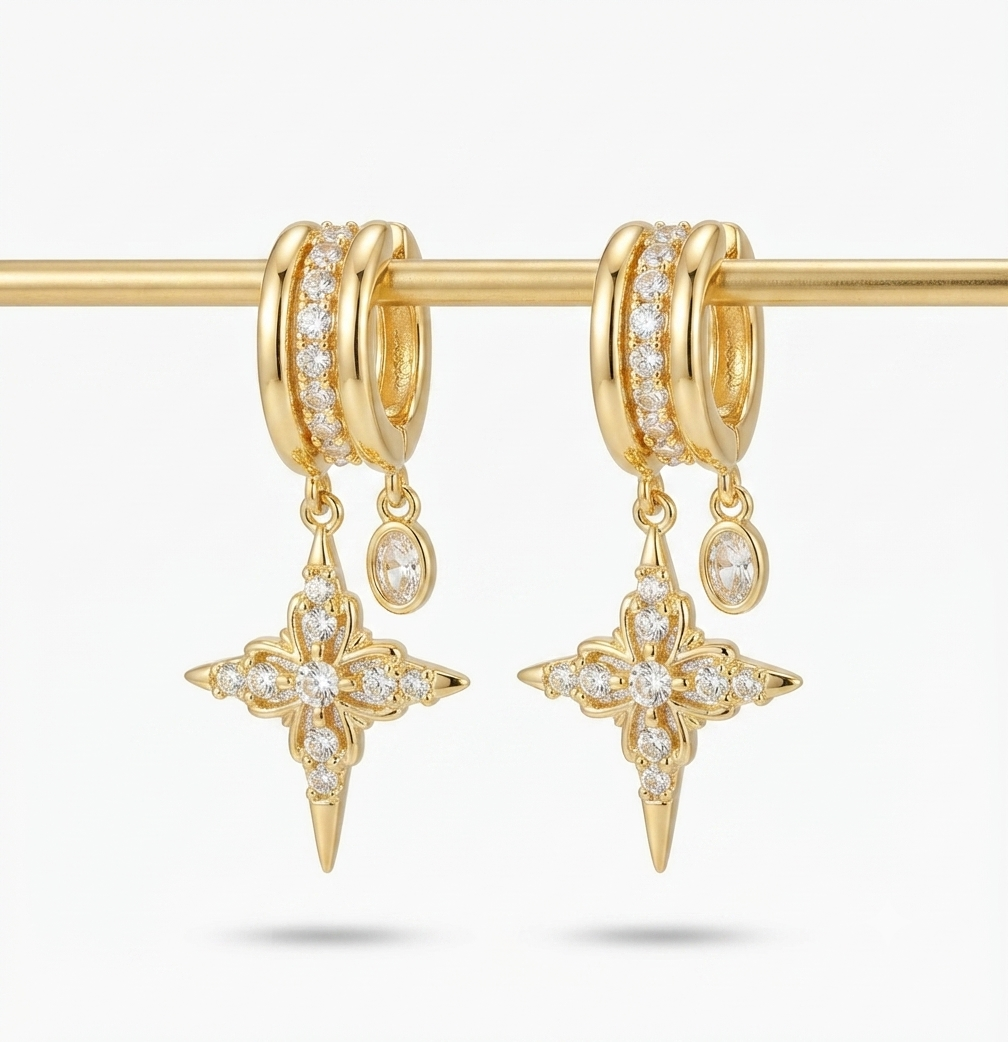 triple hoop star earring