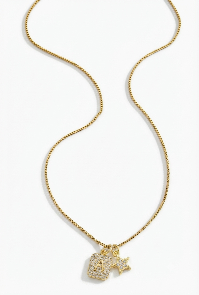 Star girl initial necklace