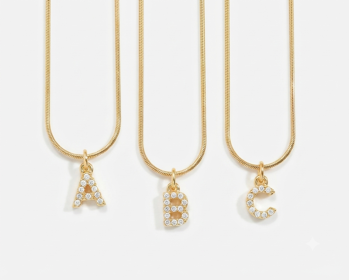 Initial cubic zirconia necklace