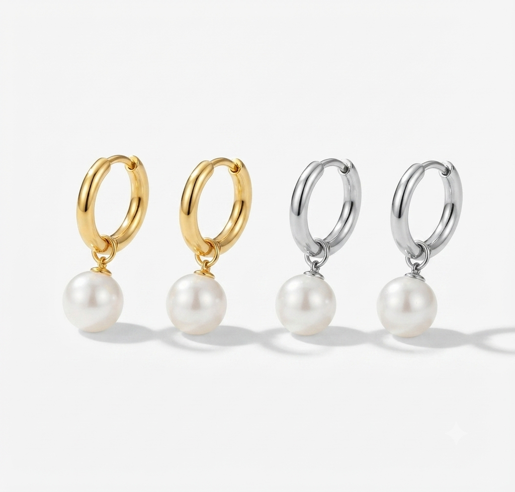Classic dangly pearl earrings