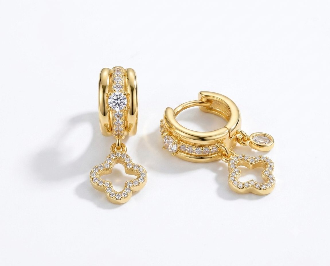 Clover triple hoop earrings