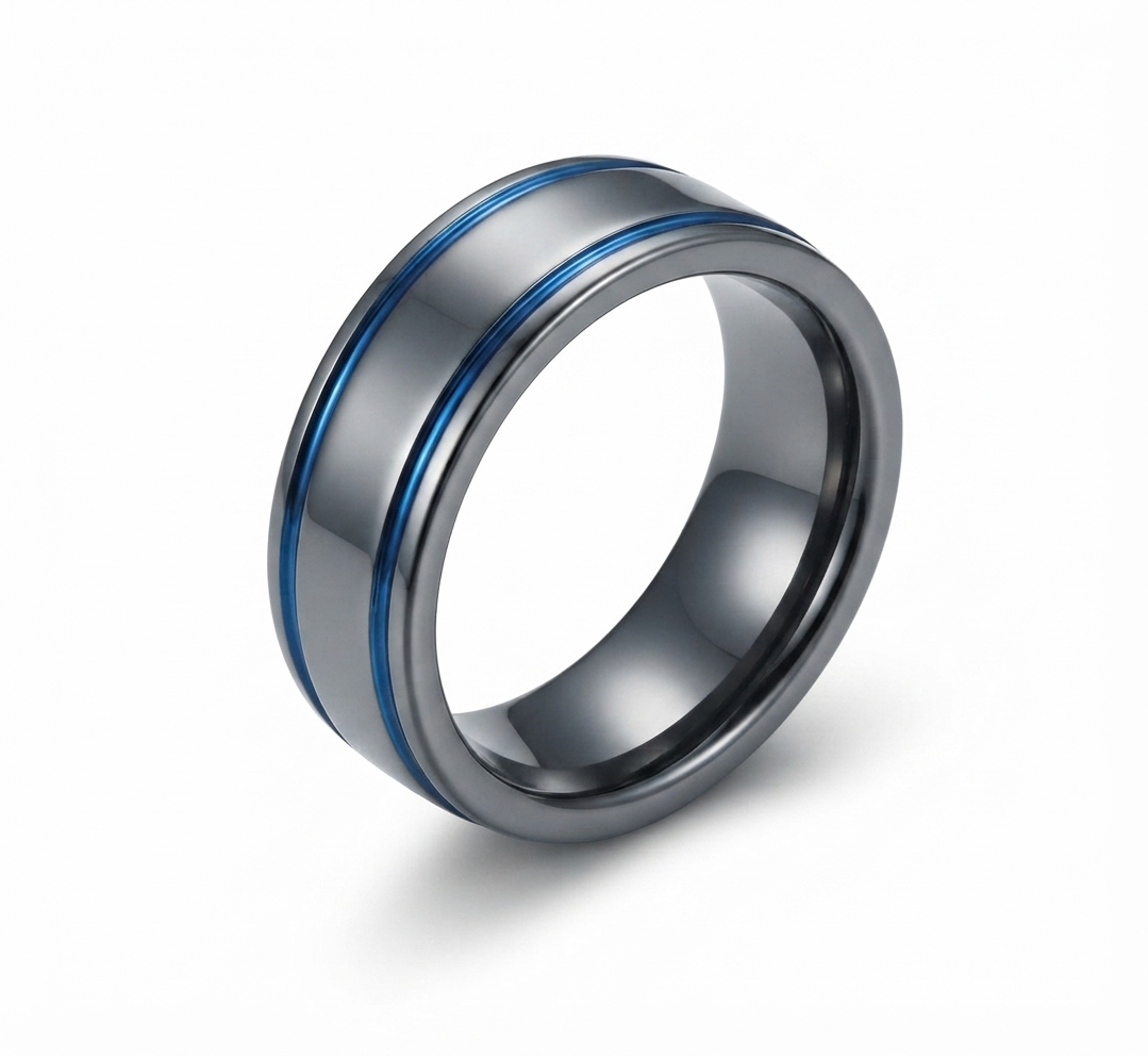 Blue striped ring
