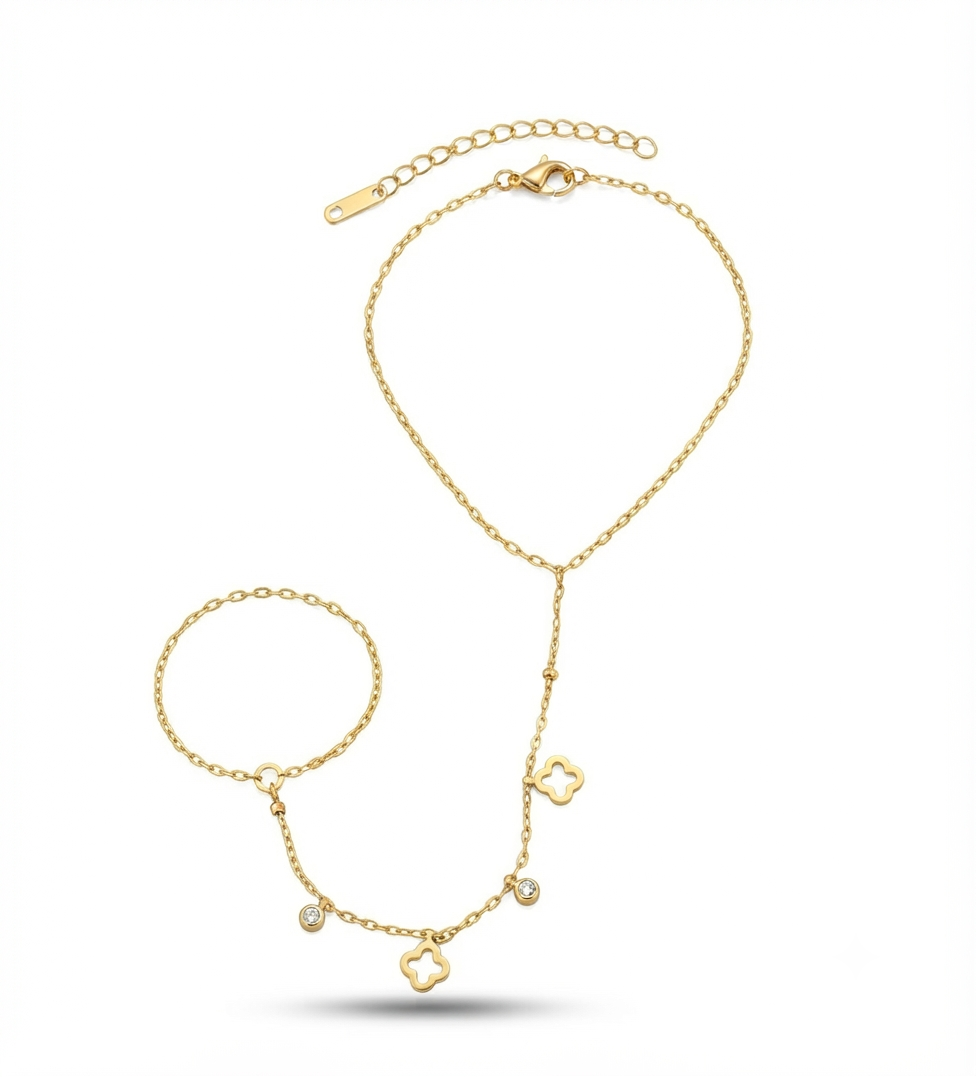 Dangly clover hand chain