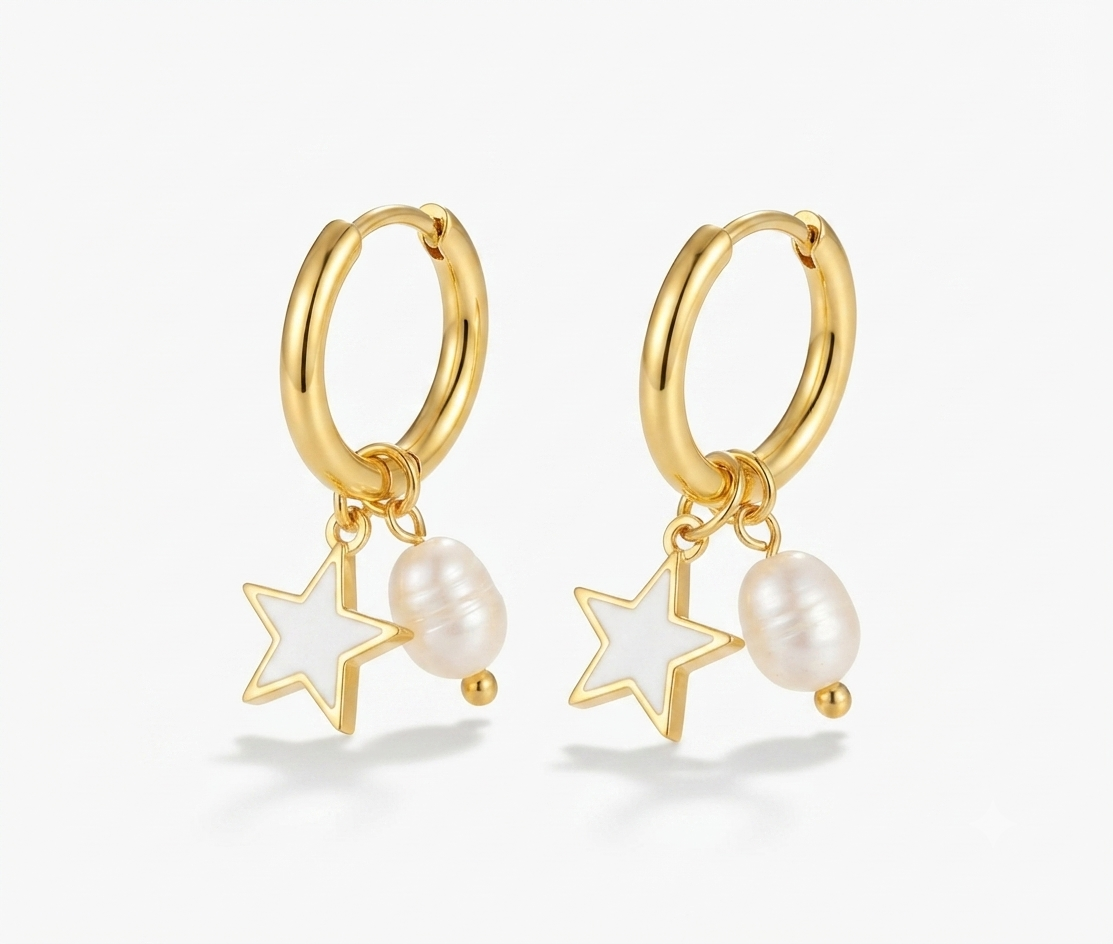 Stargirl pearl hoops