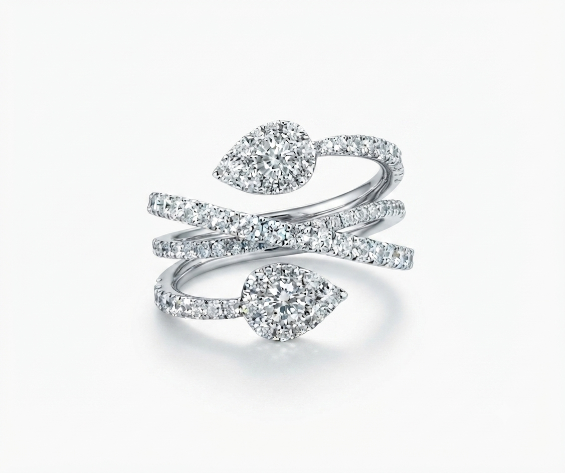 Wrap around tear drop ring