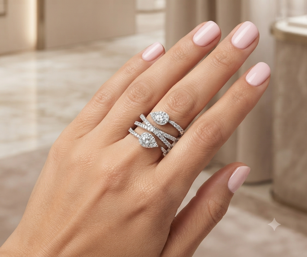 Wrap around tear drop ring