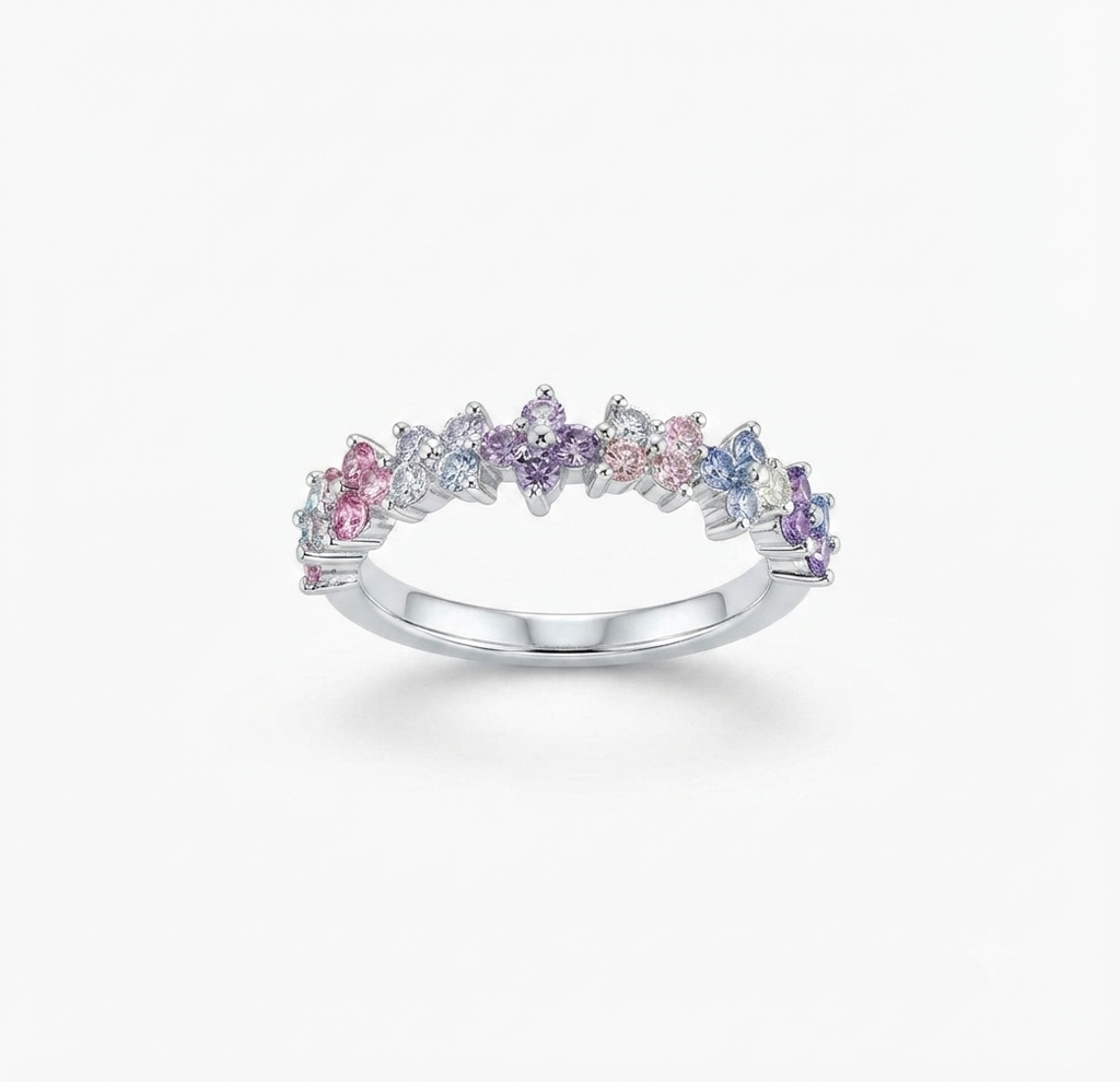 S925 clover cool tones ring