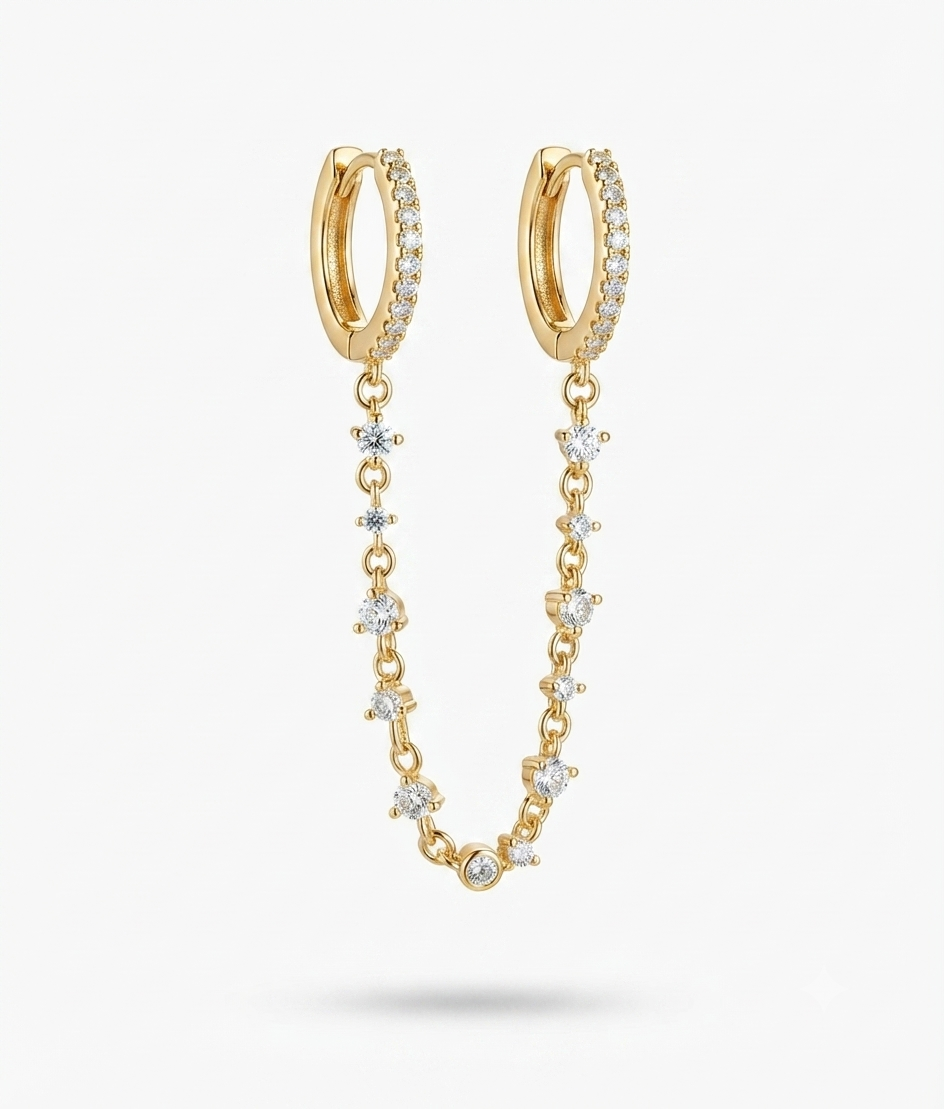 S925 cubic zirconia double piercing earrings
