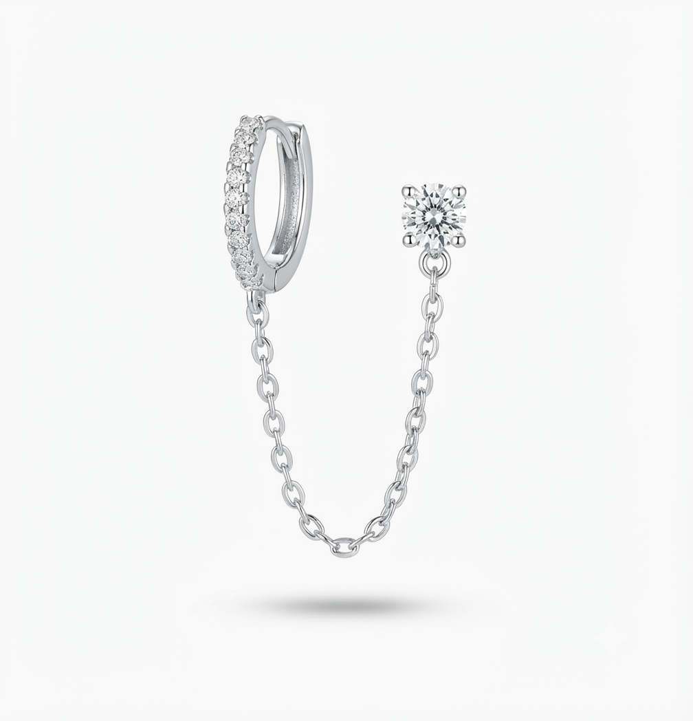 S925 double piercing classic earrings