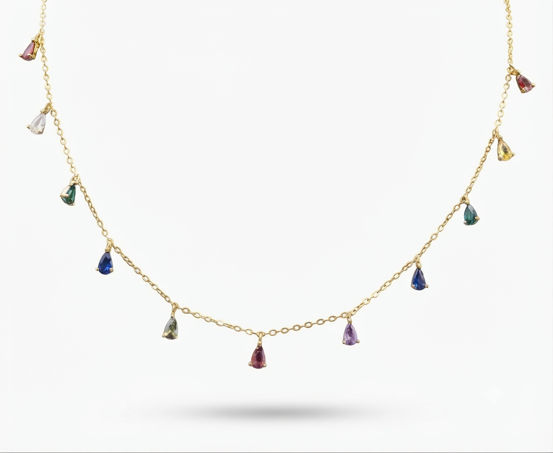 S925 small stone necklace