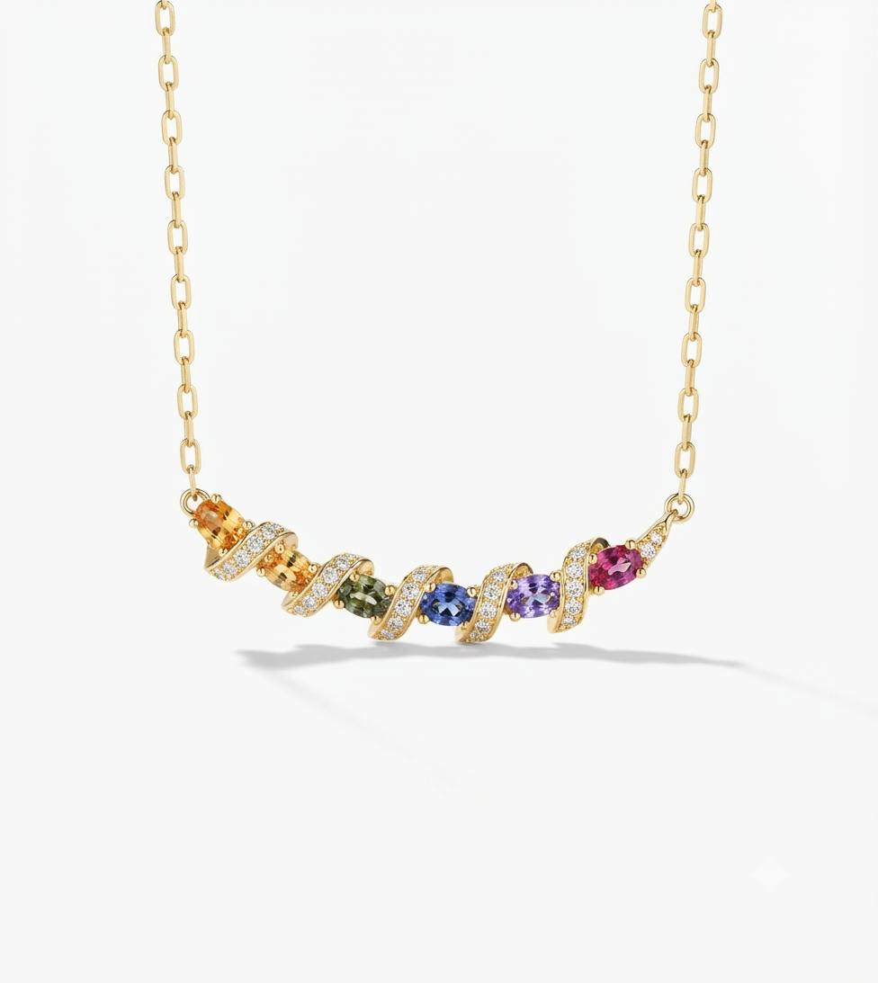S925 rainbow twist necklace